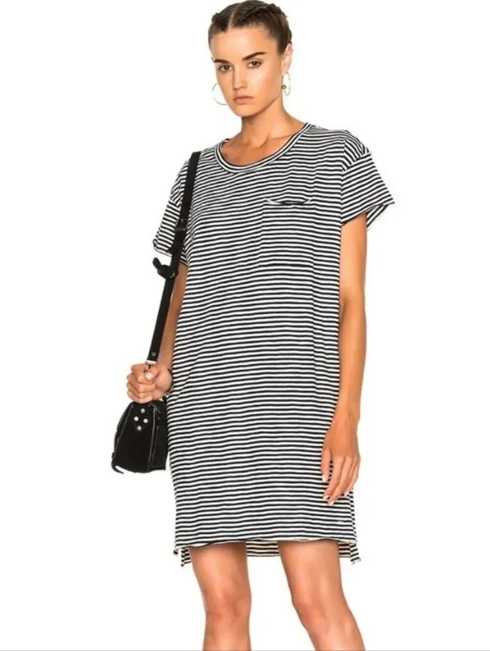 ATM Anthony Thomas Melillo Boyfriend Dress Stripe Pima Cotton Blue/White in Med